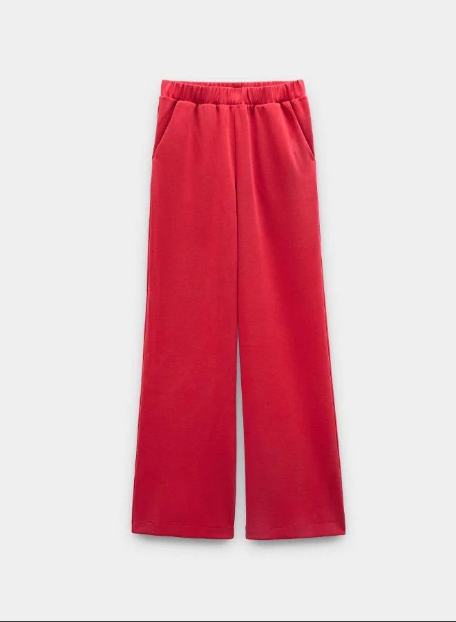 PARFOIS Red Trousers with elastic waist soft touch for Women | Best Price UAE