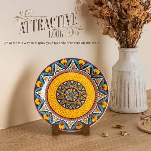 ANBOXIT Plate Display Stand, 4 Inch Plate Holder for Displaying, Decorative Picture Frame Dish Photo Plaque Platter Wood Stand - Image 2