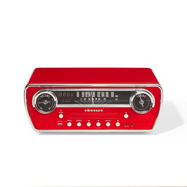 Crosley Powel 7-in-1 Record Player with Speakers & CD Player, Red - Image 3
