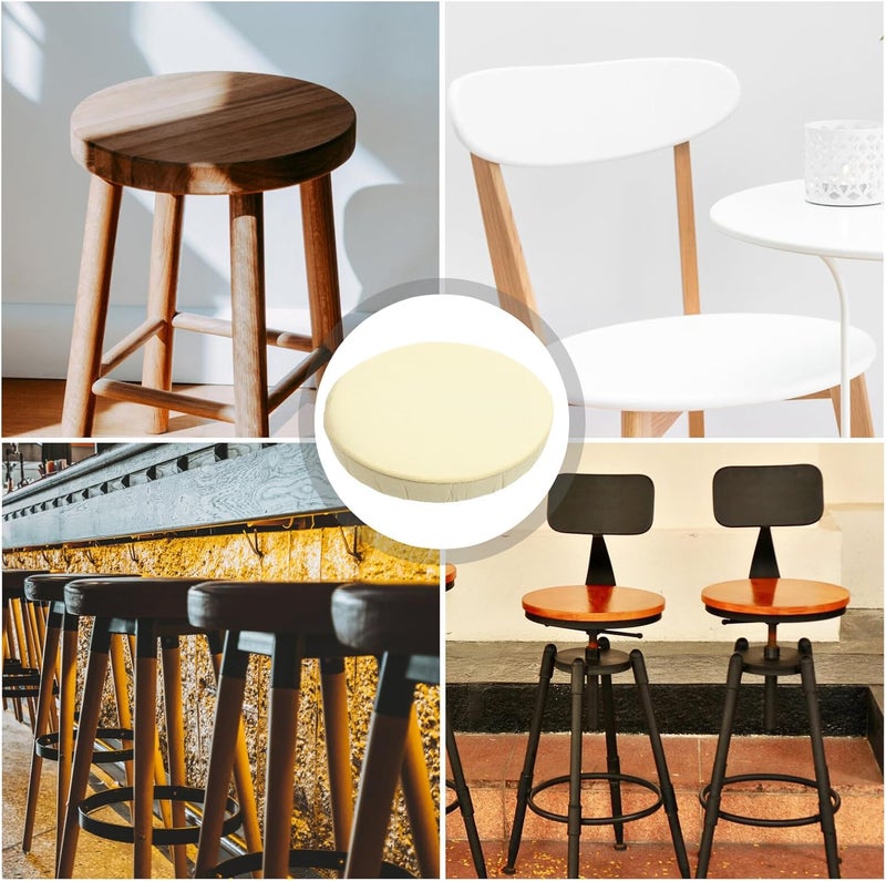 STAHAD Stretchable Round Stool Cover for Bar Chairs Elastic Fit Protector with Smooth Beige Fabric Washable and Seat Cover for Home Restaurant Wedding and Party Use - Image 4