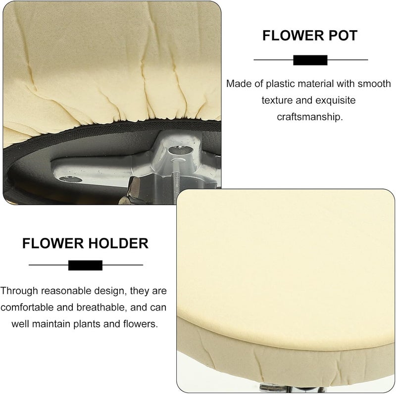STAHAD Stretchable Round Stool Cover for Bar Chairs Elastic Fit Protector with Smooth Beige Fabric Washable and Seat Cover for Home Restaurant Wedding and Party Use - Image 5