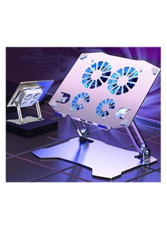 Anmi Foldable Tablet Stand,Multi Angle Adjustable Tablet Cooler,  With 1 TYPE-C Input Interface And 2 USB Output Interfaces Tablet Desktop Stand (Silver)  - Image 1