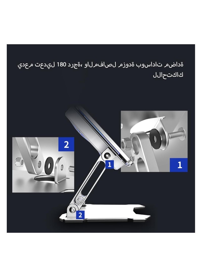 Anmi - Foldable Tablet Stand,Multi Angle Adjustable Tablet Cooler,  With 1 TYPE-C Input Interface And 2 USB Output Interfaces Tablet Desktop Stand (Silver) - Image 1