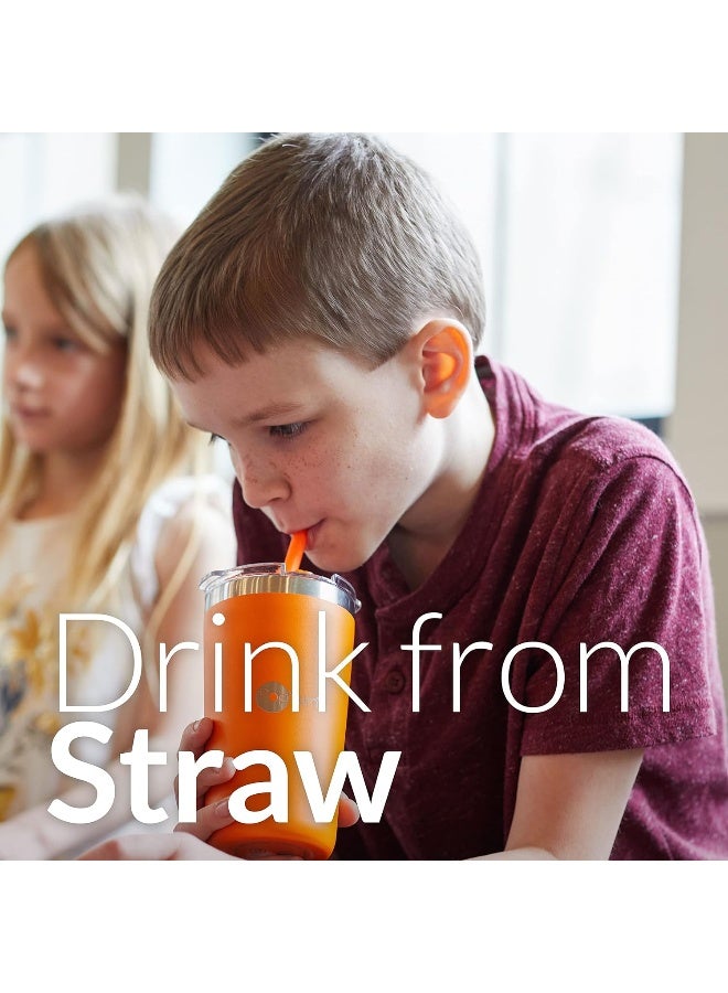 PopYum 13oz Insulated Stainless Steel Kidsâ€™ Cups with Lid and Straw, 2-Pack - Image 2