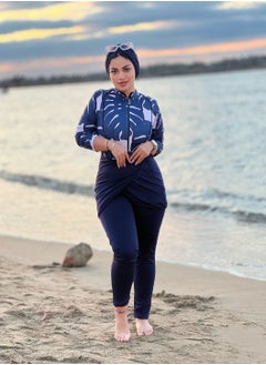 بيوريتوبيا بوركينى رائع للسباحة لون كحلى وروز  - Image 2