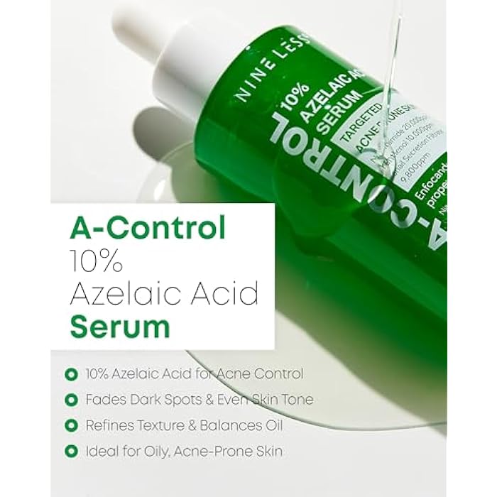 NINELESS A-Control 10% Azelaic Acid Serum - Korean Acne Serum for Face - Calming Facial Treatment Clearing Breakout, Pimples - for Acne-Prone & Dull Skin, 1.01 fl.oz. - Image 2
