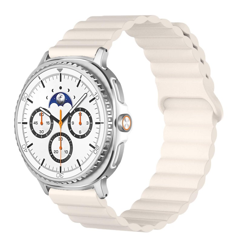 AD سوار ساعة ذكية رياضي من السيليكون متوافق مع Samsung Galaxy Watch 8 Classic بملاءمة قابلة للتعديل وحزام ناعم للاستبدال اليومي باللون Starlight قابل للتعديل - Image 1