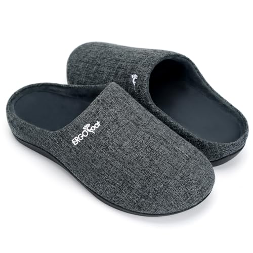 ERGOfoot Orthotic Slippers with Arch Support for Plantar Fasciitis Pain Relief, Comfortable Orthopedic Clog House Shoes with Indoor Outdoor Anti-Skid Rubber Sole - Image 1