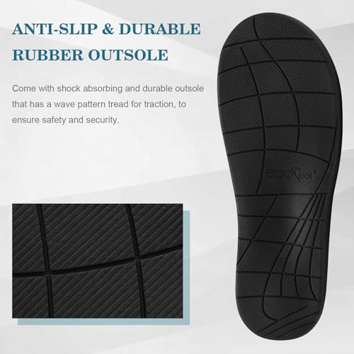 ERGOfoot Orthotic Slippers with Arch Support for Plantar Fasciitis Pain Relief, Comfortable Orthopedic Clog House Shoes with Indoor Outdoor Anti-Skid Rubber Sole - Image 5
