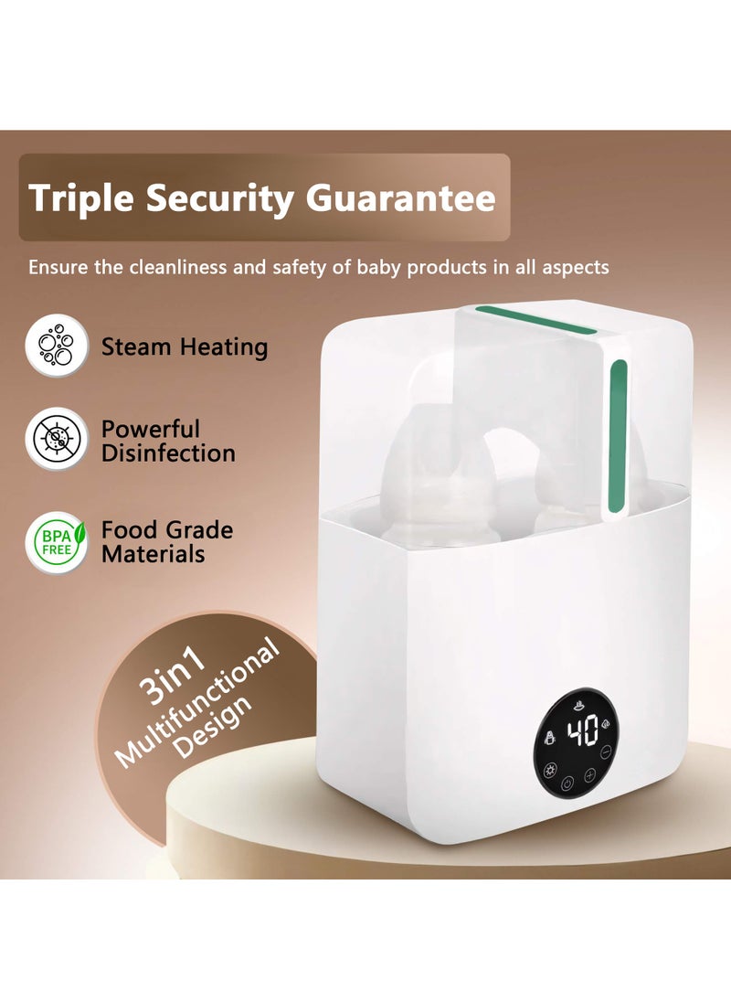 XiuWoo 3 in 1 Electric Baby Bottle Sterilizer, Large Capacity Bottle Dryer, Universal Steam Bottle Sanitizer Clean, Bottle Storage, Steam Sterilization Machine, Food Heater, Bottle Warmer with LED Display  - Image 2