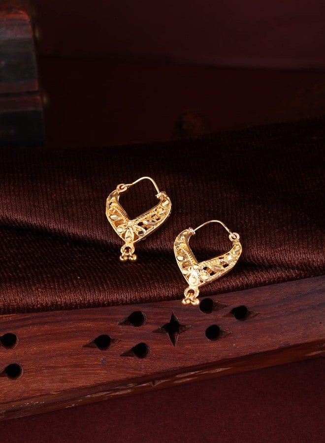 MEENAZ Traditional Temple 1 One Gram Gold 18k Copper Brass Ruby Meenakari South Indian Screw Back Studs Earrings Combo Set Pack Tops Stud For Women girls Latest -Ear rings combo-M120 - Image 4