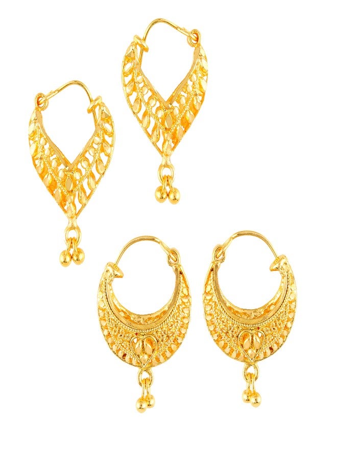 MEENAZ Traditional Temple 1 One Gram Gold 18k Copper Brass Ruby Meenakari South Indian Screw Back Studs Earrings Combo Set Pack Tops Stud For Women girls Latest -Ear rings combo-M120 - Image 1