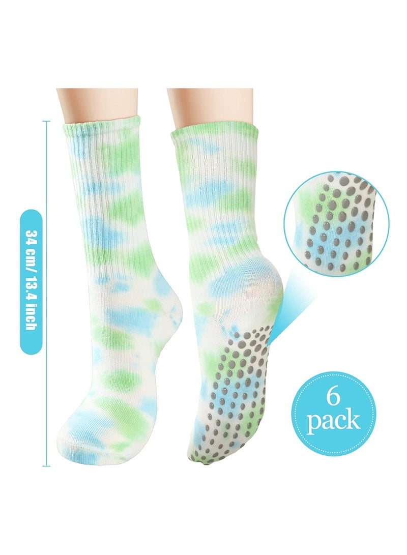 SYOSI 6 Pairs Women Long Yoga Socks with Grip Non Slip Grippy Hospital for Pilates Ballet Sports Stay Balanced and Stylish  Women's Non-Slip Yoga Pilates Ballet More - Image 2