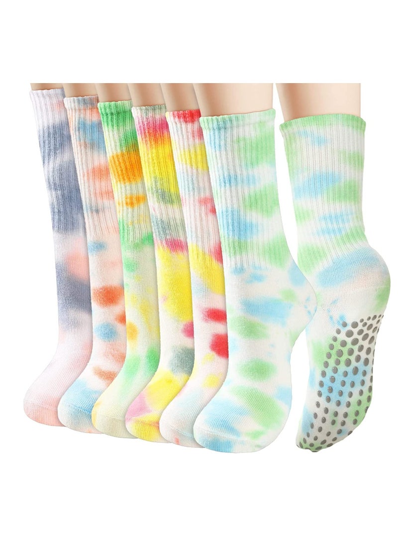 SYOSI 6 Pairs Women Long Yoga Socks with Grip Non Slip Grippy Hospital for Pilates Ballet Sports Stay Balanced and Stylish  Women's Non-Slip Yoga Pilates Ballet More - Image 1