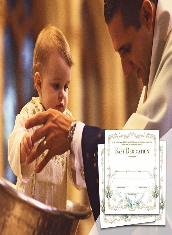Gihyan Baby Dedication Certificate, Gold Foil Greenery Certificates of Baby Christening Dedication, Eucalyptus Baby Dedication Gifts for Baby Boys Girls, 25 Pcs Baptism Certificates for Church -10 - Image 4
