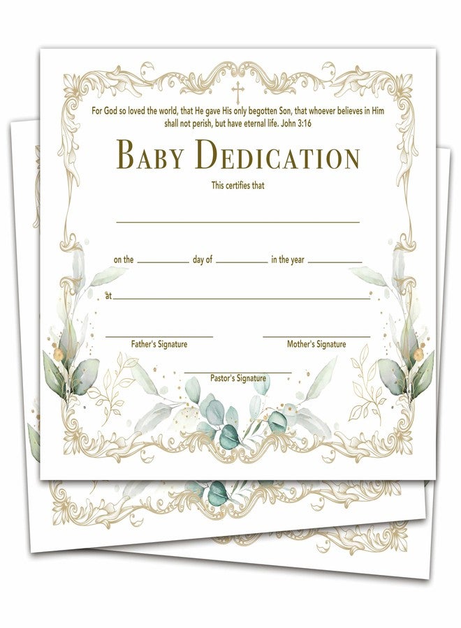 Gihyan Baby Dedication Certificate, Gold Foil Greenery Certificates of Baby Christening Dedication, Eucalyptus Baby Dedication Gifts for Baby Boys Girls, 25 Pcs Baptism Certificates for Church -10 - Image 1
