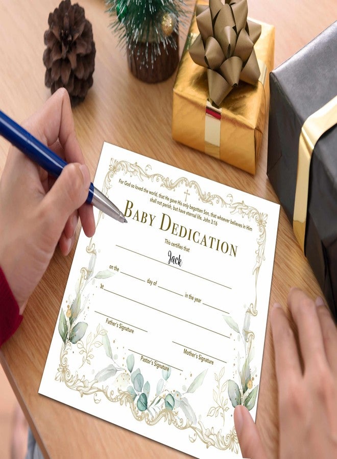 Gihyan Baby Dedication Certificate, Gold Foil Greenery Certificates of Baby Christening Dedication, Eucalyptus Baby Dedication Gifts for Baby Boys Girls, 25 Pcs Baptism Certificates for Church -10 - Image 3