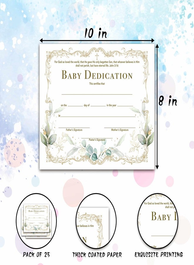 Gihyan Baby Dedication Certificate, Gold Foil Greenery Certificates of Baby Christening Dedication, Eucalyptus Baby Dedication Gifts for Baby Boys Girls, 25 Pcs Baptism Certificates for Church -10 - Image 2