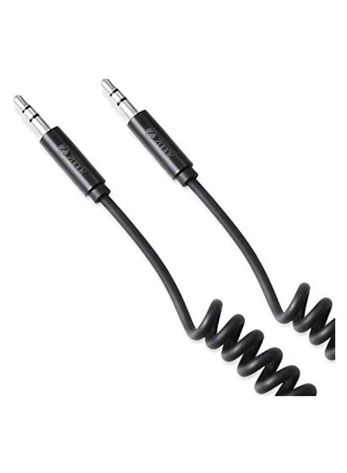 Zoook ZF-AUXC - Coiled Aux Cable ith Gold Plated Connectors 1.8m - Black - Image 5