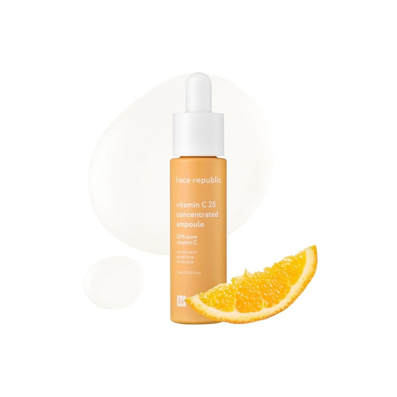 Face Republic Vitamin C 25 Concentrated Ampoule  25 Ascorbic Acid Glutathione Antioxidants  No Irritation Improve Skin Tone  Radiant Skin