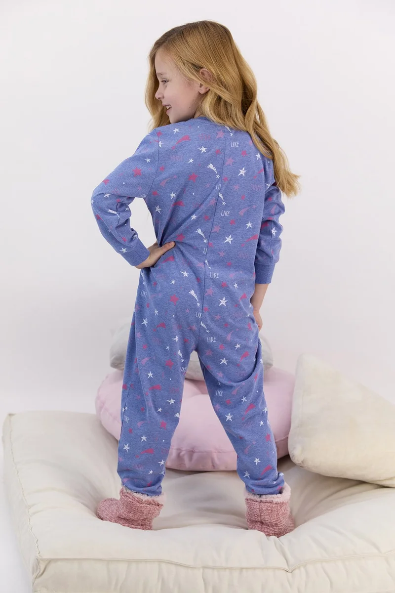 روليبولي Shine Like A Star Blue Melange Girl Jumpsuit