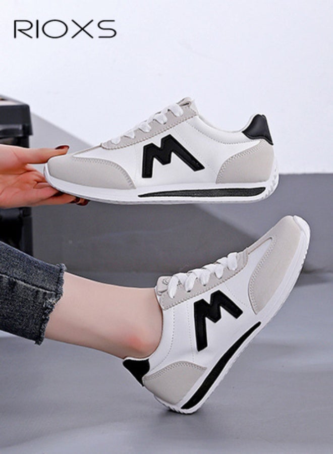 RIOXS Unisex Comfort Shoes, Men's Women's Low Top Sneakers, Fashion Retro Running Sneakers for Sneaker for Women and Men, Classic Lace-Up Vintage Athlesiure Shoes, Breathable Trainer Sport Shoes for Running, Lightweight Anti-lisp Walking Shoes, Casual Athletic Shoes for Outings, Weekend Adventures, Or Social Gatherings, Stylish Tennis Shoes Skate Shoes Man Woman Footwear - Image 1