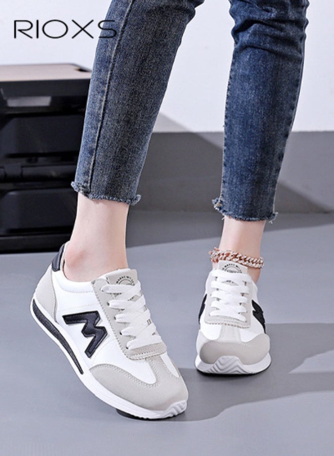 RIOXS Unisex Comfort Shoes, Men's Women's Low Top Sneakers, Fashion Retro Running Sneakers for Sneaker for Women and Men, Classic Lace-Up Vintage Athlesiure Shoes, Breathable Trainer Sport Shoes for Running, Lightweight Anti-lisp Walking Shoes, Casual Athletic Shoes for Outings, Weekend Adventures, Or Social Gatherings, Stylish Tennis Shoes Skate Shoes Man Woman Footwear - Image 2