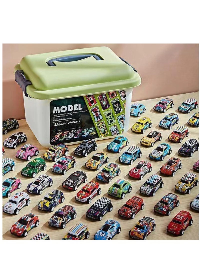 مودل 50 قطعة من سيارات السحب للخلف بأشكال متعددة مع صندوق تخزين - Image 1