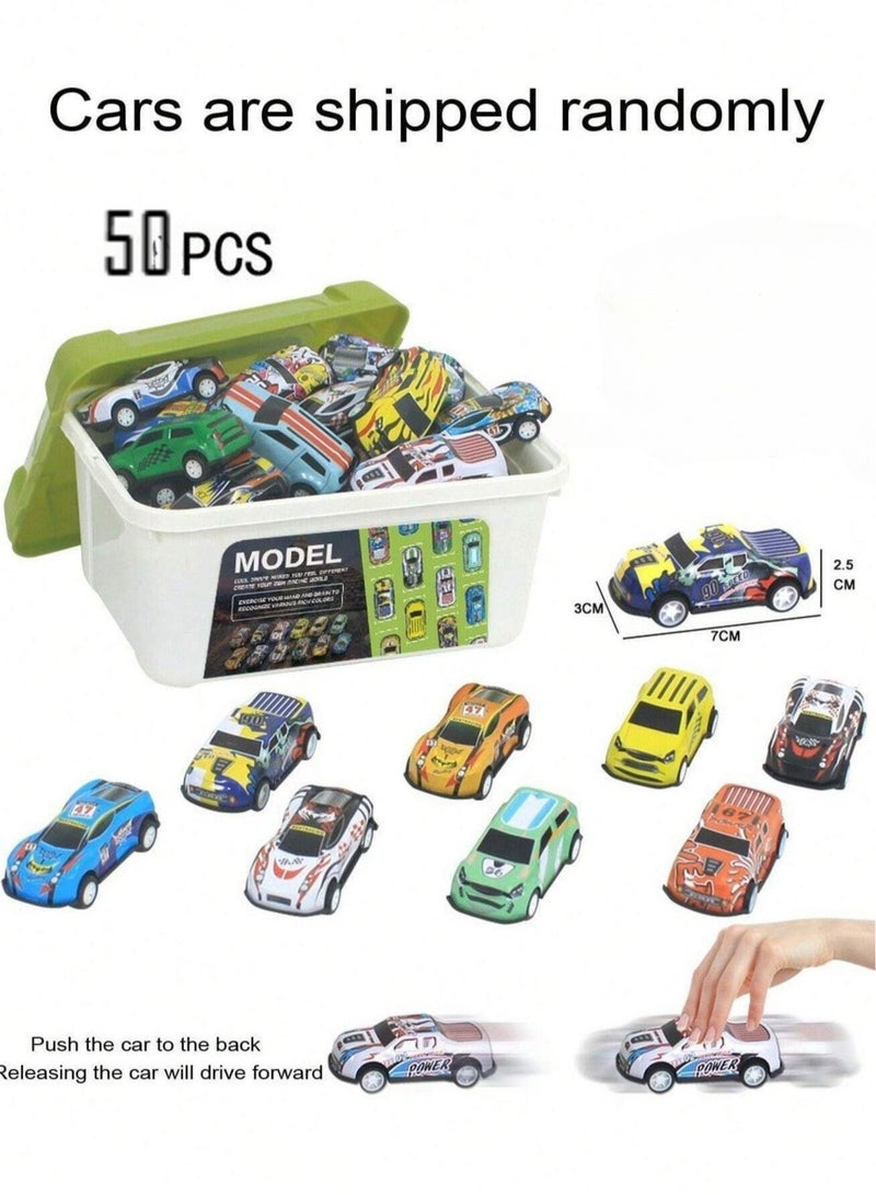 مودل 50 قطعة من سيارات السحب للخلف بأشكال متعددة مع صندوق تخزين - Image 4