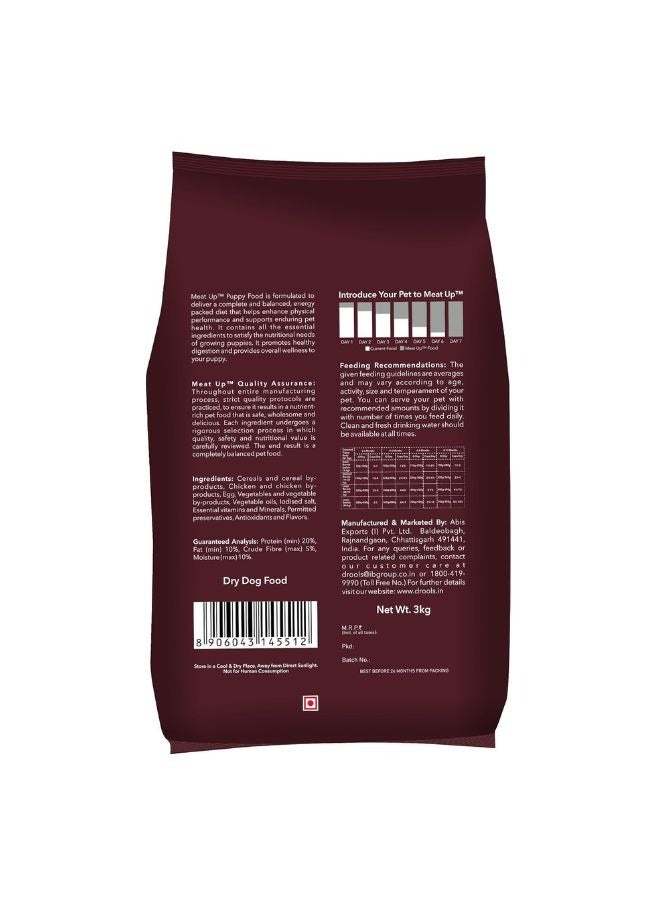 Meatup Puppy Dry Dog Food Real Chicken (Buy 1 Get 1) 2 x 3 Kg - Image 2