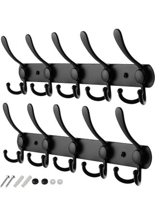 2 Pack 5 Hooks Coat Hooks for Wall Stainless Steel Coat Racks Wall Mounted Black Hanger Hooks - pzsku/Z8FBEC46B6450C0093E15Z/45/_/1703668275/7cab03f4-9035-40b5-8326-7a10a55d008d
