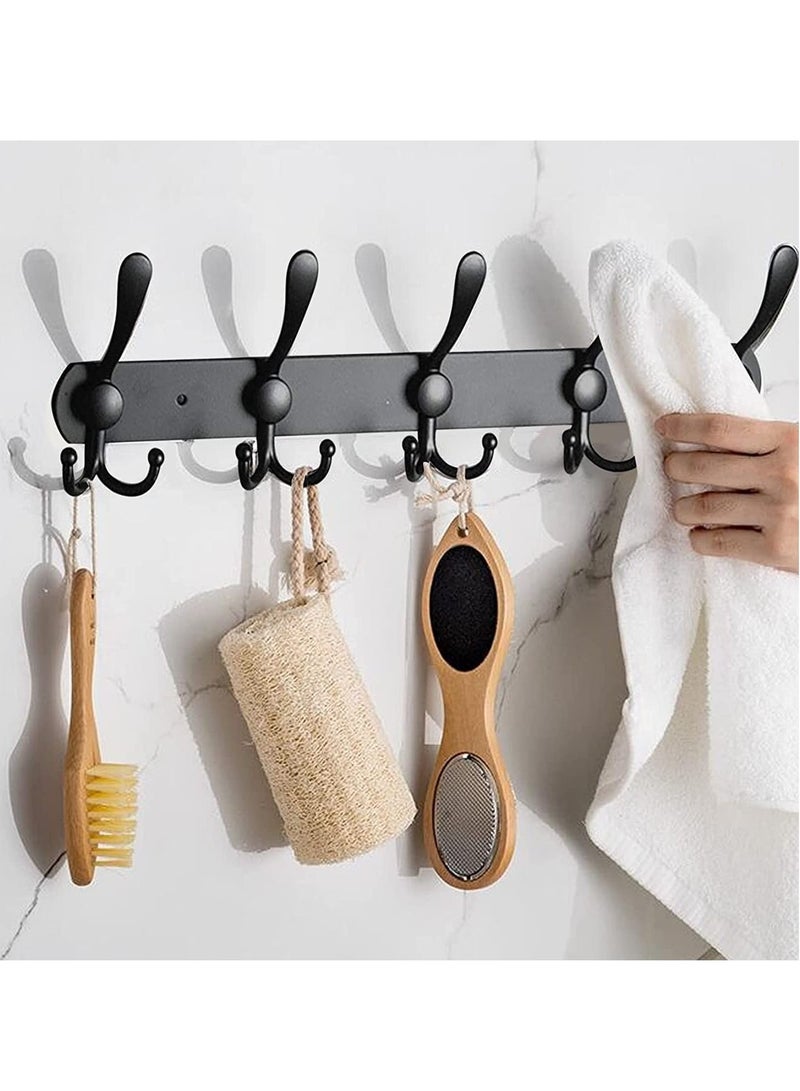 2 Pack 5 Hooks Coat Hooks for Wall Stainless Steel Coat Racks Wall Mounted Black Hanger Hooks