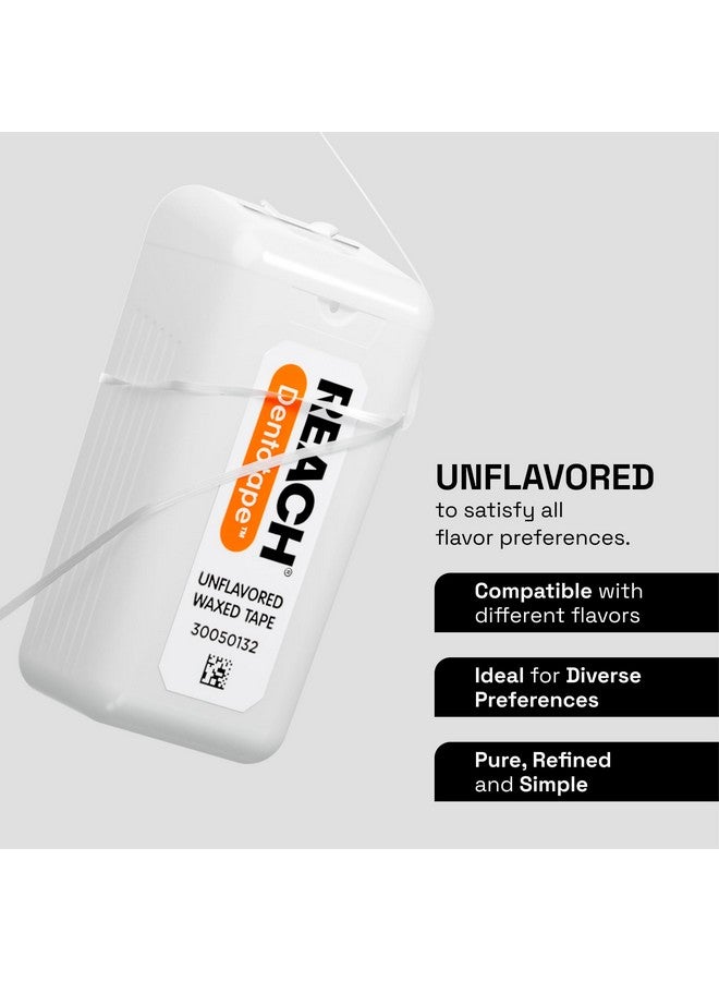 ريتش شريط خيط تنظيف الأسنان المشمع من REACH Dentotape، بدون نكهة، خيط تنظيف أسنان عريض جدًا، مقاوم للتمزق والتلف، مزيل للبلاك للأسنان، لطيف على اللثة والأسنان، للعناية بالفم، خالٍ من PFAS، للبالغين والأطفال، عبوة واحدة، 100 ياردة - Image 4