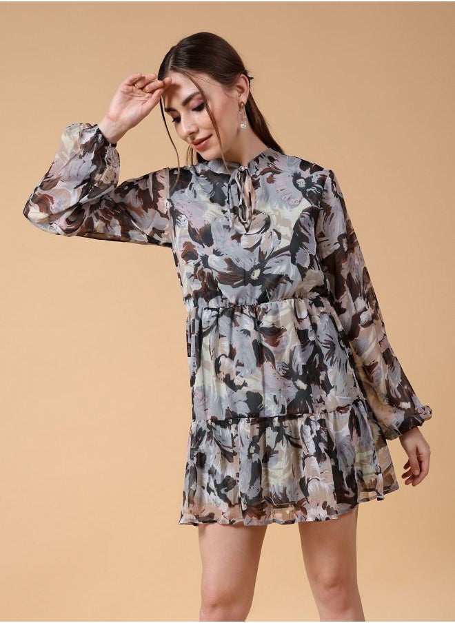Freehand - Women Fit and Flared Party Wear Floral Print Dress - Image 1