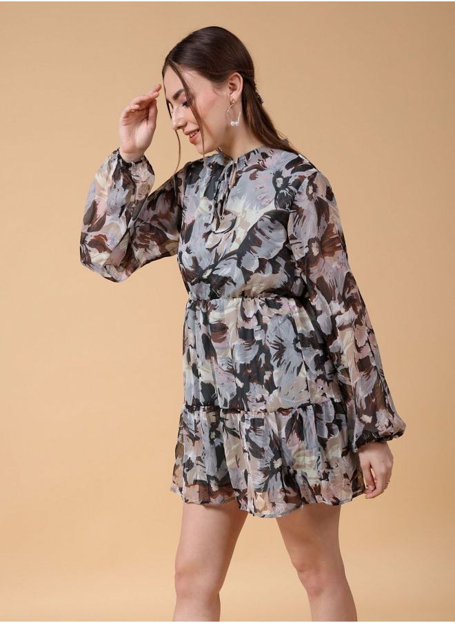 Freehand - Women Fit and Flared Party Wear Floral Print Dress - Image 1