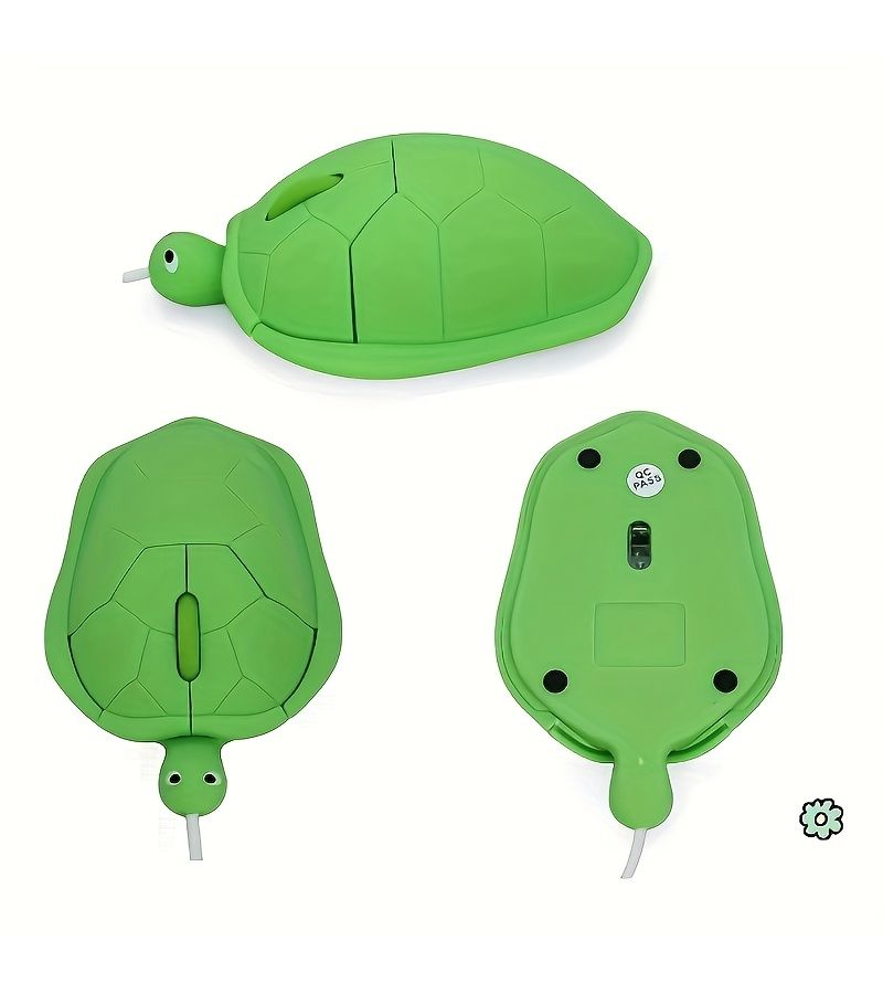 سلحفاة خضراء الشكل فأرة USB سلكية 1200 نقطة في البوصة 3 أزرار كابل بطول 59.06 بوصة - Image 1