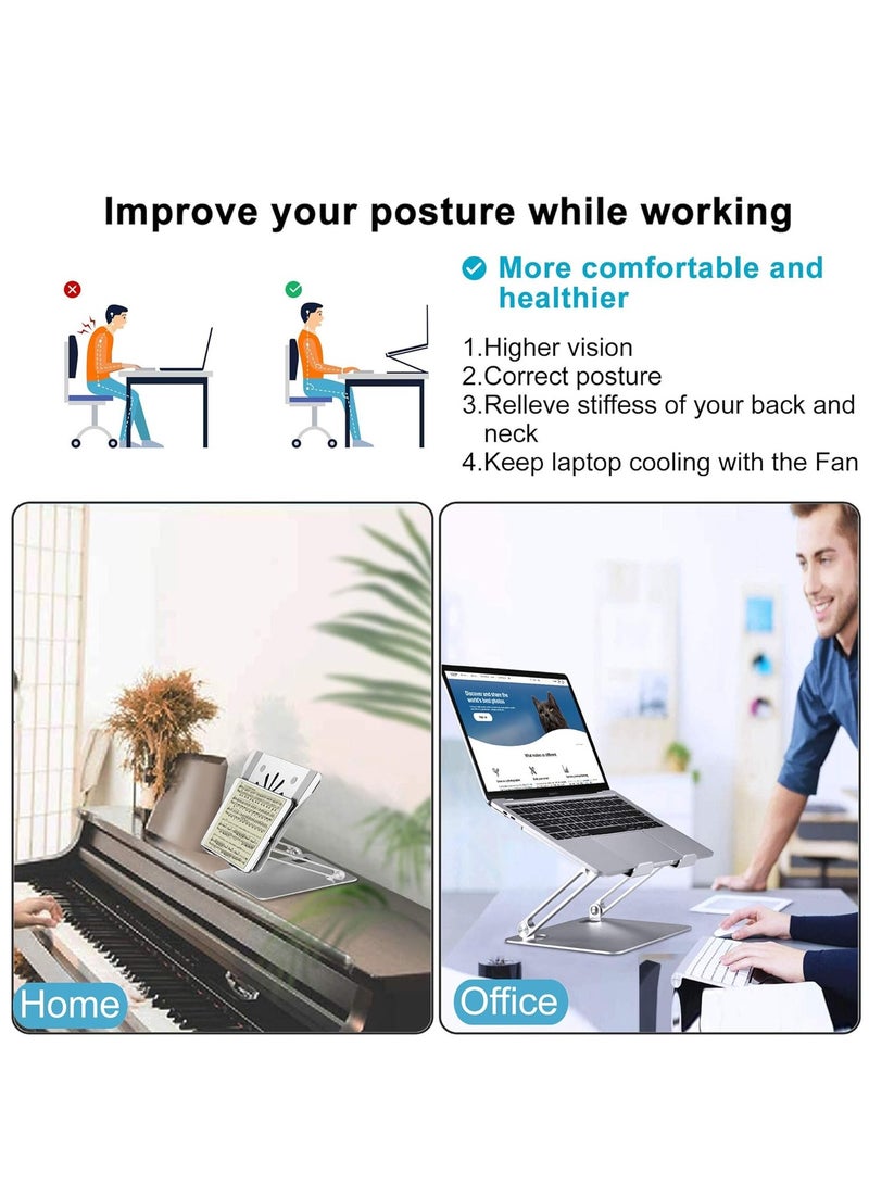 Adjustable Laptop Stand with Cooling Fan Compatible with MacBook Air Pro Dell Alienware All 11" 17.3" Laptops - Image 2