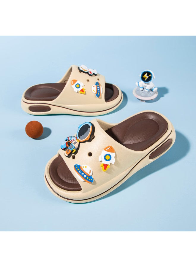 Snoopysnoopy Kids Slippers Baby Indoor Home Shoes Boys And Girls One-word Cool Drag 1201 Mocha 24 - Image 2