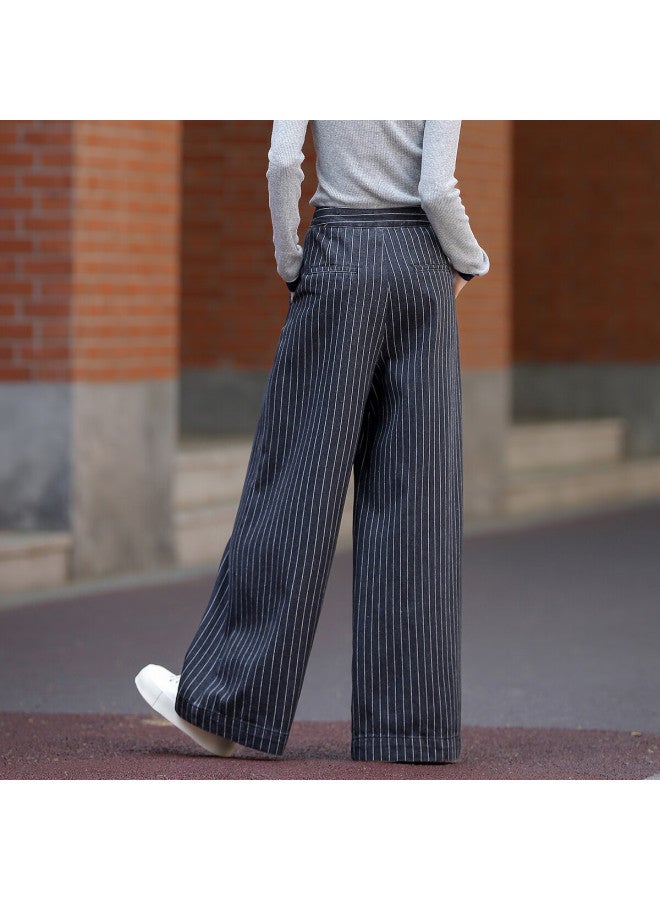 Dme Winter Smart High-waist Striped Straight-leg Slimming Wide-leg Jeans For Women Premium Feel - Image 5
