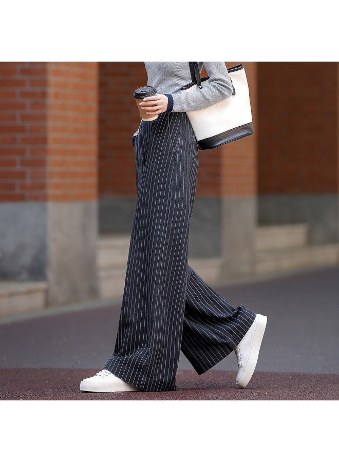 Dme Winter Smart High-waist Striped Straight-leg Slimming Wide-leg Jeans For Women Premium Feel - Image 1