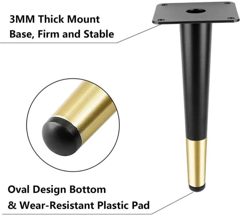 Generic Zohra Hardware Sofa Bed Table Furniture Nalki Leg in Black Gold Finish Heavy Model Design Hardware Iron Coat Electroplated Furniture Leg 6 INCH  - Image 3