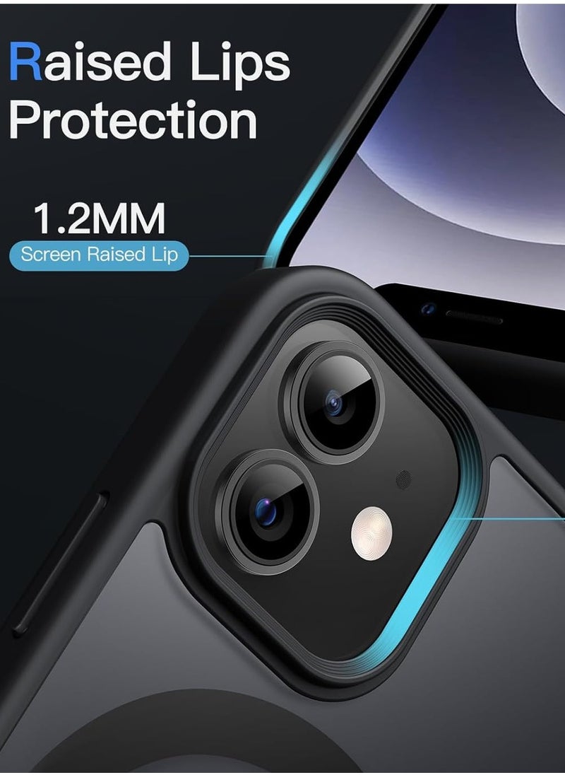 Denx - Matte Magnetic Case for iPhone 12-12pro, Grade Drop Tested Shockproof Anti-Scratch Clear Slim Thin Magnetic Case, (Black) - Image 1