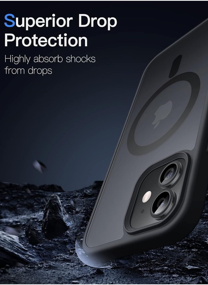 Denx - Matte Magnetic Case for iPhone 12-12pro, Grade Drop Tested Shockproof Anti-Scratch Clear Slim Thin Magnetic Case, (Black) - Image 1