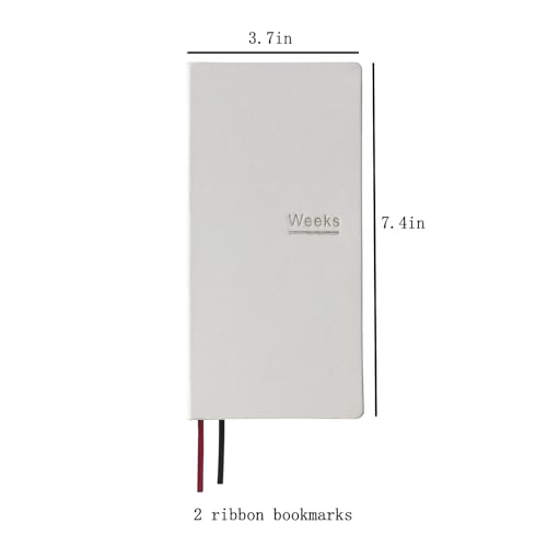 receip Undated Weekly Planner Notebook Pocket Organizer Appointment Book Journal Notebook A6 Week Plan Notepad (White with cover) - Image 2