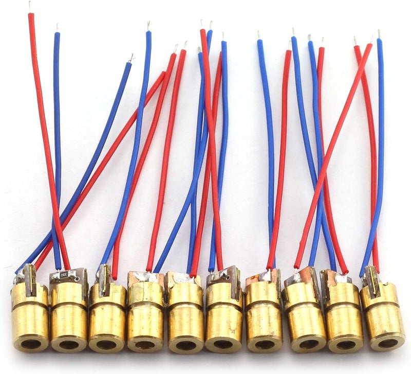 Tegg 10 PCS Mini 650nm 6mm 5mW Red Laser Dot Diode Module Copper Head 3.3V - Image 1