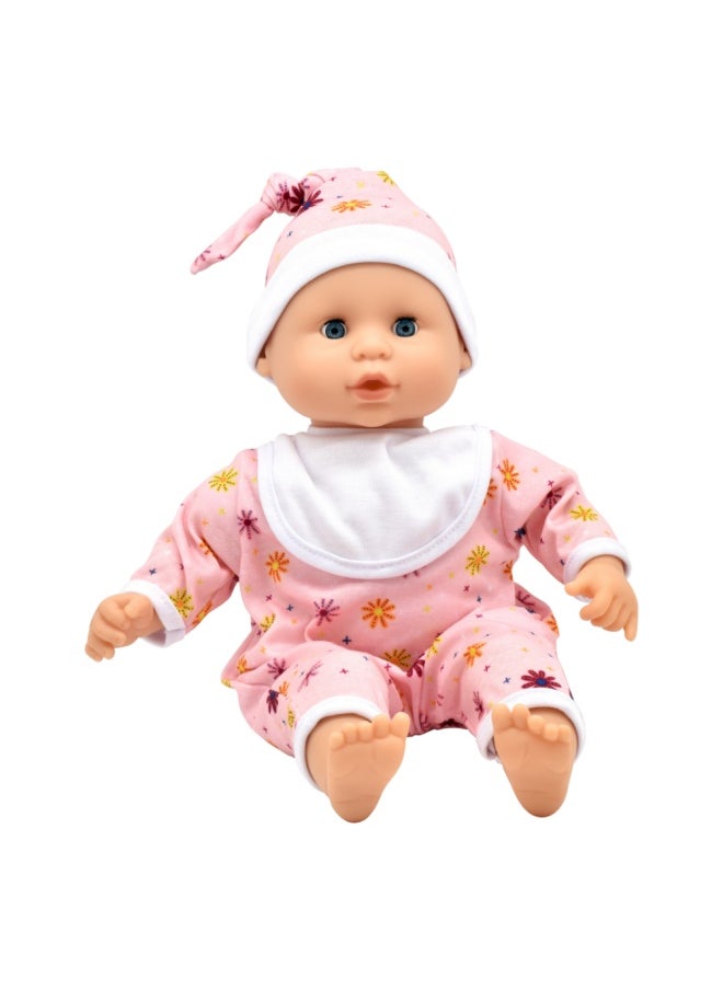 dolls world Baby Joy 15 inch Baby Doll With Sleeping Eyes Bottle & Dummy from Peterkin gift for kids of Age above 18 months  - Image 5
