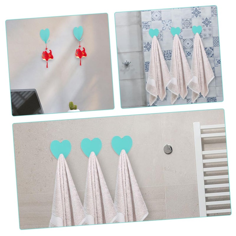 16 Pcs Heavy Duty Heart Shaped Adhesive Hooks for Shower Curtain Towel Holder Bathroom Wall - Image 4