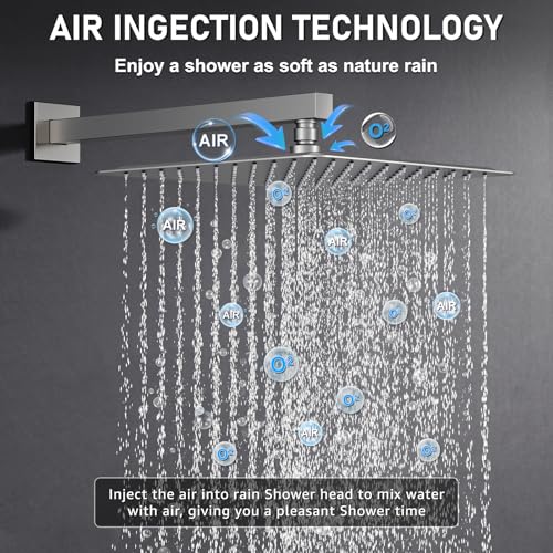 Iriber 12-Inch Rainfall Shower System with Handheld Combo, Brushed Nickel Finish, High Pressure Brass Shower Set - Image 5