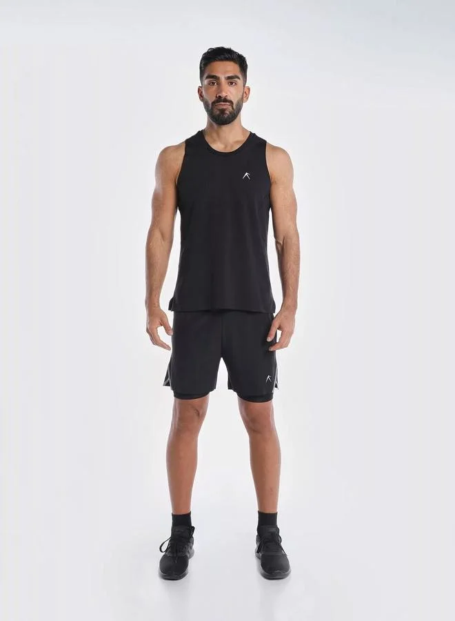 Wizard Men Black 2 in 1 Running Shorts