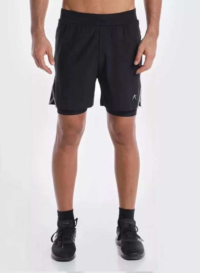 Wizard Men Black 2 in 1 Running Shorts